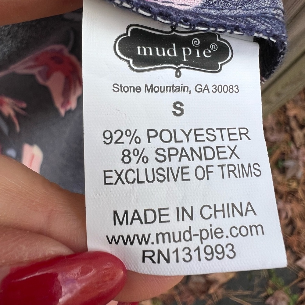 MUDPIE Mia Bell Sleeve Navy floral Dress Women’s Small NWT NEW - Picture 10 of 13